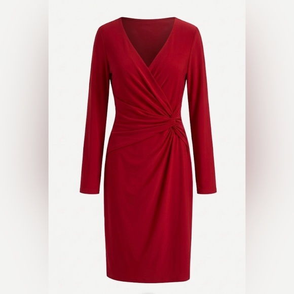 Ralph Lauren Dresses & Skirts - Lauren Ralph Lauren Red Faux-Wrap Matte Jersey Dress - Size 2